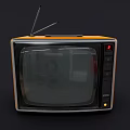 Classic Vintage Orange Retro Television with Antenna in Black Background