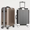 Two Stylish Brown And Black Hard Shell Suitcases With Retractable Handle And Rolling Wheels