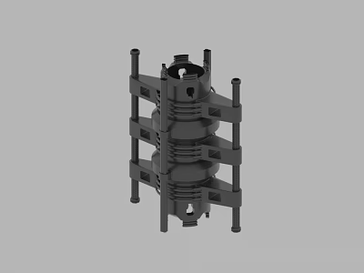 Black Industrial Multi Layer Mechanical Component With Support Structures And Holes 3d model