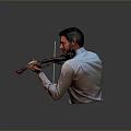 Man Skillfully Playing Violin Wearing Light Blue Shirt And Tie 3d model