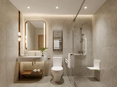 Modern Other Bathroom Design With Vanity Mirror Toilet And Shower 3d model