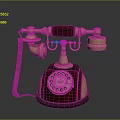 Vintage Telephone Design With Rotary Dial Brass Components Wooden Base And Black Cord