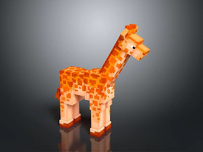 Orange Spotted Giraffe Block Figure For Home Decor And Kids Play 3d model