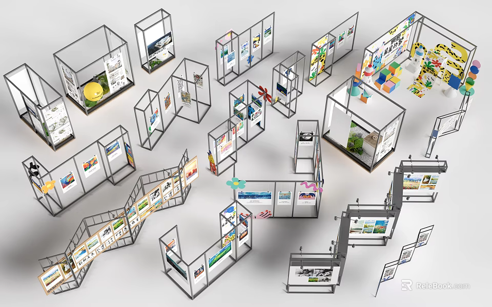 Modular Exhibition Display Shelves with Various Designs for Trade Shows 3d model 