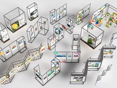 Modular Exhibition Display Shelves with Various Designs for Trade Shows 3d model