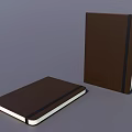 Brown Cover Notebook with Black Strap and White Page Edges Design 3d model