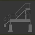 Industrial Platform Structure With Metal Frame Staircase Railing And Support Columns