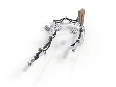 Industrial Mechanical Equipment With Metal Frame Cables Support Parts And Square Component 3d model