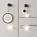 Modern Wall Lamps With Circular Light Rings Hanging Spheres And Sleek Metal Frames