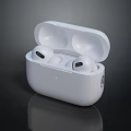 White Wireless Earbuds With Open Charging Case Electronic Audio Device Accessory 3d model