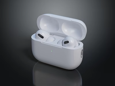 White Wireless Earbuds With Open Charging Case Electronic Audio Device Accessory 3d model