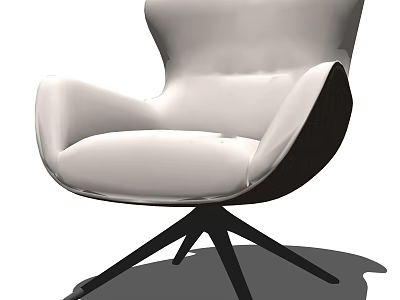 Modern Single Seater Sofa With White Upholstery And Black Star Shaped Base 3d model