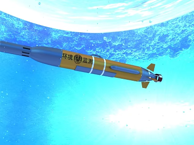 Underwater Environmental Monitoring Industrial Equipment With Blue Dolphin Design And Propeller System 3d model