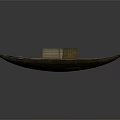 Traditional Wooden Water Transport Vessel With Bamboo Canopy Blue Container And Oar