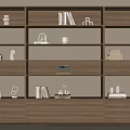 Modern Walnut Bookcase With Multiple Shelves Books Decorative Items And Storage Cabinets
