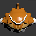 Cute Orange Cat Doll Wearing White Chef Hat And Gray Frilled Apron