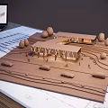 Commercial Architectural Design Equipment Featuring Building Model Laptop Blueprints And Scale Figures