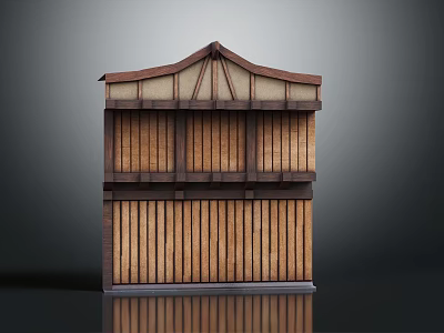 Traditional Wooden Architectural Structure With Gable Roof And Vertical Paneled Siding 3d model