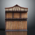 Traditional Wooden Architectural Structure With Gable Roof And Vertical Paneled Siding