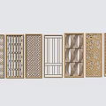 Wooden Room Dividers With Various Patterns For Modern Interior Design 3d model