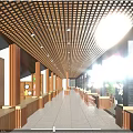 Vibrant Commercial Street With Pedestrians Wooden Structures And Outdoor Seating Areas