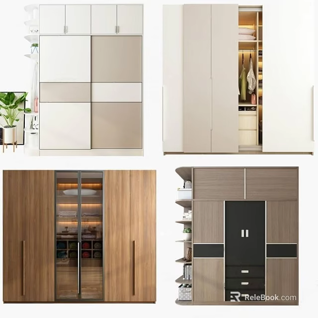 Modern Wardrobe Designs Wooden White And Gray Finishes With Storage Compartments And Hanging Space 3d model 