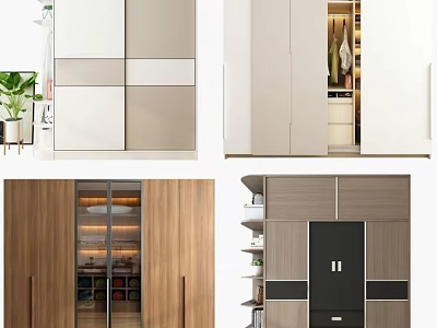 Modern Wardrobe Designs Wooden White And Gray Finishes With Storage Compartments And Hanging Space 3d model