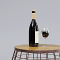 Modern Wireframe Side Tables With Round Top Wine Bottle Glass And Nuts Inside 3d model
