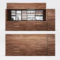 Modern Wooden Bar Counter With Storage Cabinets And Open Shelves Design