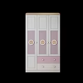 Modern White and Pink Wardrobe with Folded Clothes Hanging Garments and Storage Drawers