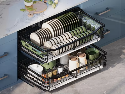 Bathroom Cabinet Drawer Double Layer Metal Storage Rack With Toiletries And Cosmetics Organizer 3d model