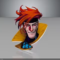 3D Styled Cartoon Character With Red Hair Black Headband And Yellow Coat