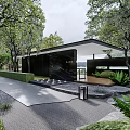 Garden Landscape Design With Wooden Deck Outdoor Seating Lake View And Mountain Scenery