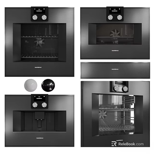 Miele Built in Kitchen Appliances With Control Panel And Interior Shown In Various Angles 3d model 
