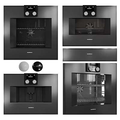 Miele Built in Kitchen Appliances With Control Panel And Interior Shown In Various Angles 3d model