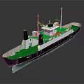 3D Model Of Ship With Green Deck And Black White Hull