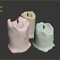 Three White Candles With Melted Wax For Home Furniture Decoration