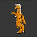 Orange Leopard Figure With Black Spots White Mane Standing On Dark Surface With Reflection 3d model
