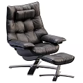 Modern Comfortable Black Leather Recliner Chair With Ottoman And Metal Base