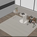Modern Coffee Table Set With White Round Design Black Metal Frame And Decorative Books