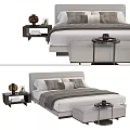 Modern Double Bed With White And Gray Bedding Nightstands And Decorative Items 3d model