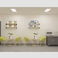 Shop Front Desk With Bar Counter Stools Cartoon Animal Artworks Computers Printer And Green Plants