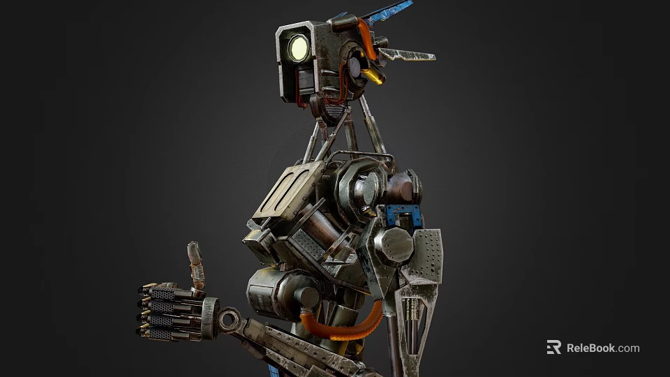 Game Movie Character Mechanical Robot Featuring Complex Metal Structure Detailed Joint Design And Headlight 3d model 
