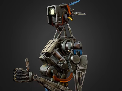 Game Movie Character Mechanical Robot Featuring Complex Metal Structure Detailed Joint Design And Headlight 3d model