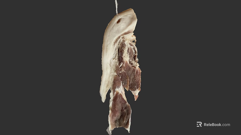 Hanging Cured Meat With Red And White Texture On Dark Background 3d model 