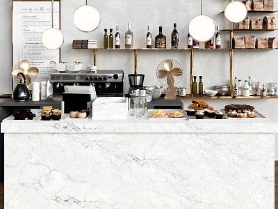 Modern marble milk tea shop ordering table 3d model