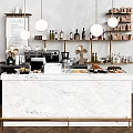 Modern marble milk tea shop ordering table 3d model