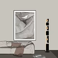 Modern Living Room Interior With Abstract Painting White Sofa And Floor Lamp