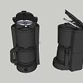 Modern Black Coffee Makers As Essential Kitchen Appliances With Open Lids