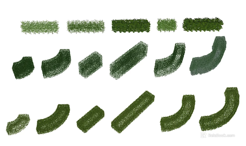 Various Shaped Landscaping Shrubs With Straight Curved And Diverse Designs For Garden Projects 3d model 